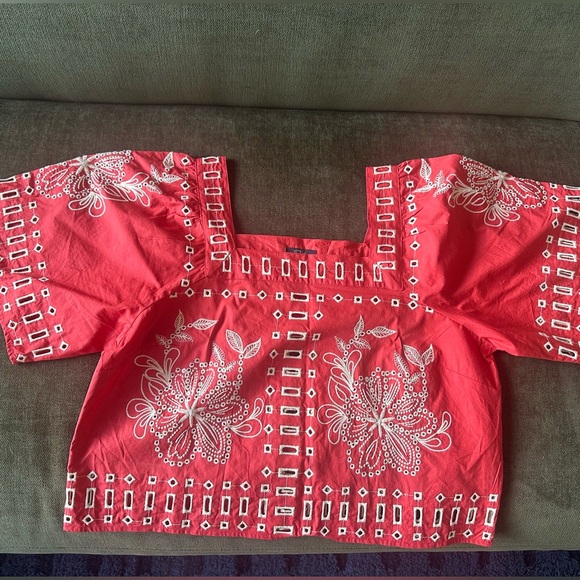 Rails Lane Embroidered Eyelet Cotton Crop Top - Picture 2 of 8